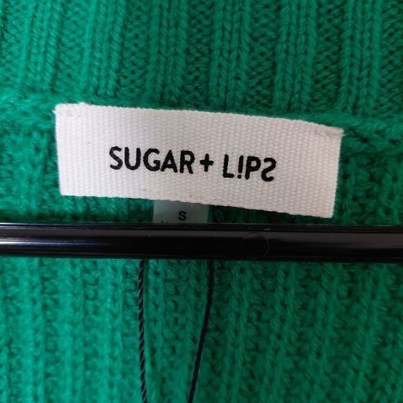 Sugar + lips Cardigan Womens SMALL NWT Jolie Ruffle Open Front Primary GREEN - Picture 4 of 7
